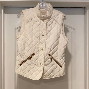 Zara Cream Quilted Gold/Leather Vest Large